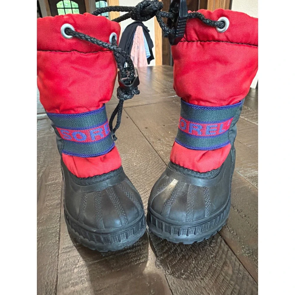 Sorel Winter Boots Toddler 7 Red Black Snow Boots Waterproof Felt Lined